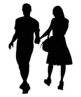 silhouette de couple en portant mains, Hommes et femmes en portant mains. vecteur illustrations.