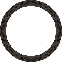 vecteur linéaire contour noir et or rond turc ornement. ottoman cercle, anneau, Cadre. musulman modèle pour coloré verre
