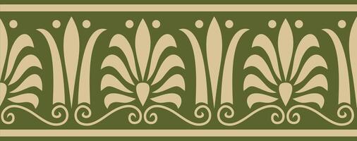 vecteur or et vert sans couture classique grec ornement. interminable européen modèle. frontière, Cadre ancien Grèce, romain Empire