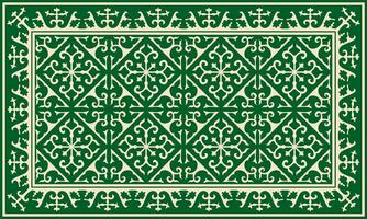 vecteur vert avec or carré kazakh nationale ornement. ethnique modèle de le les peuples de le génial steppe, les mongols, kirghize, kalmouks, bouriates