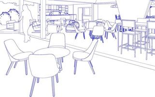 3d, illustration, de, café-restaurant vecteur