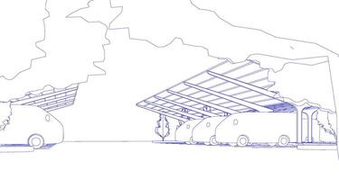 3d illustration de parking et abri d'auto vecteur