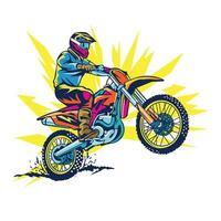 illustration vectorielle de montée d'enduro de motocross, parfaite pour la conception de t-shirt et la conception de logo d'événement de championnat vecteur