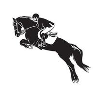 jockey avec cheval sauter, parfait pour jockey formation école et cheval compétition logo vecteur