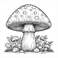 champignon coloration page noir et blanc vecteur des illustrations pour des gamins