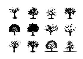 arbre silhouettes. ensemble de ancien noir arbre. gratuit vecteur