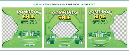 Ramadan mubarak vente promo carré bannière social médias Contexte modèle vecteur