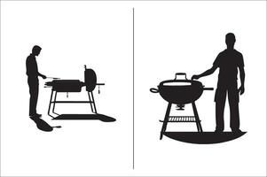 barbecue gril silhouette vecteur icône conception et gril un barbecue vecteur icône ensemble illustration