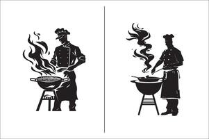 barbecue gril silhouette vecteur icône conception et gril un barbecue vecteur icône ensemble illustration