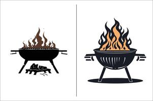 barbecue gril silhouette vecteur icône conception et gril un barbecue vecteur icône ensemble illustration