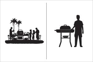 barbecue gril silhouette vecteur icône conception et gril un barbecue vecteur icône ensemble illustration