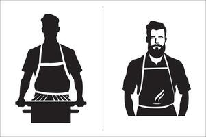 barbecue gril silhouette vecteur icône conception et gril un barbecue vecteur icône ensemble illustration