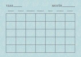 affaires organisateur - mensuel planificateur papier feuille. feuille de travail mystique cristaux bleu modèle. vecteur
