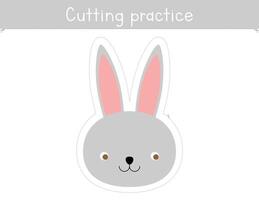 Coupe entraine toi pour des gamins feuille de travail. éducatif Jeu pour les enfants. ciseaux compétences activité pour école et école à la maison. mignonne lapin vecteur