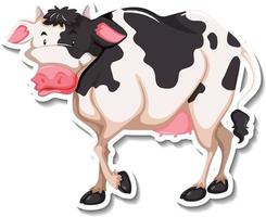 autocollant de dessin animé d'animal de ferme de vache vecteur