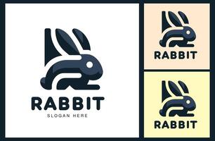 le lapin logo regards comme le lettre r et le lapin est sur le lettre r vecteur