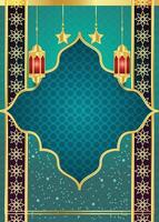 fond de luxe vert arabe islamique avec motif géométrique et bel ornement vecteur