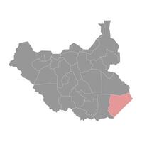 kapoéta Etat carte, administratif division de Sud Soudan. vecteur illustration.