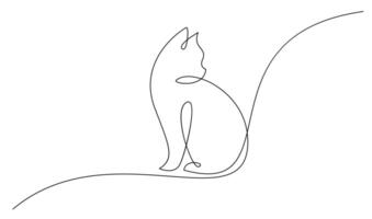 continu ligne dessin de chat sur blanc Contexte. vecteur