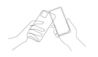 main en portant téléphone continue illustration conception vecteur