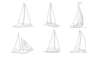 Célibataire continu ligne art mer bateau icône. yacht Voyage tourisme concept silhouette symbole conception. un esquisser contour dessin vecteur illustration