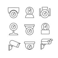 vidéosurveillance caméra icône ligne ensemble collection conception vecteur