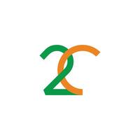 lettre 2c lié coloré logo vecteur