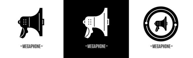 mégaphone logo ensemble. collection de noir et blanc logos. Stock vecteur. vecteur