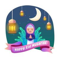 content eid mubarak des gamins illustration vecteur