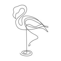 continu un ligne dessin de flamant rose.contour vecteur illustration conception.