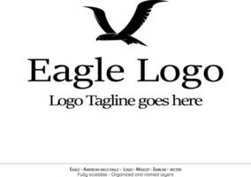 Aigle logo, en volant oiseau emblème. Colombe mascotte. américain chauve Aigle silhouette logo. minimal conception, minimaliste logo vecteur