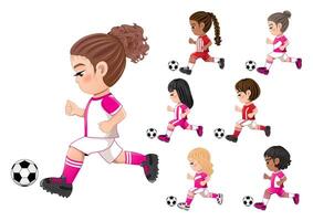 football joueur les filles international collection vecteur conception 002
