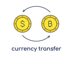 pièces de monnaie flèches dans cercle. conversion bitcoin à dollars. devise transfert. crypto-monnaie à dollar échange taux. dollar bitcoin symbole. finance, Paiement système, personnel des économies. vecteur illustration