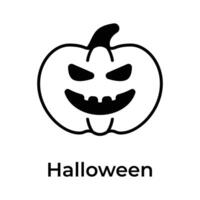 créative ouvré unique icône de effrayant citrouille dans modifiable style, Halloween concept vecteur
