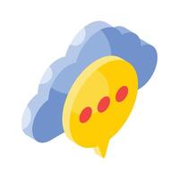 nuage avec bavarder bulle isométrique icône de nuage message, nuage la communication vecteur conception