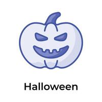 créative ouvré unique icône de effrayant citrouille dans modifiable style, Halloween concept vecteur