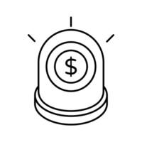 urgence sirène avec dollar pièce de monnaie dénotant concept icône de urgence fonds vecteur