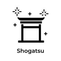 Japonais Nouveau année icône dans unique style, shogatsu vecteur conception