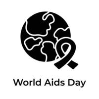 monde sida conscience journée icône isolé sur blanc Contexte vecteur