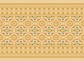 traverser point broderie. ethnique motifs. originaire de style. traditionnel conception pour texture, textile, tissu, vêtements, tricots, imprimer. géométrique pixel horizontal sans couture vecteur. vecteur