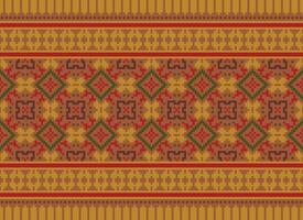 traverser point broderie. ethnique motifs. originaire de style. traditionnel conception pour texture, textile, tissu, vêtements, tricots, imprimer. géométrique pixel horizontal sans couture vecteur. vecteur