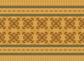 traverser point broderie. ethnique motifs. originaire de style. traditionnel conception pour texture, textile, tissu, vêtements, tricots, imprimer. géométrique pixel horizontal sans couture vecteur. vecteur