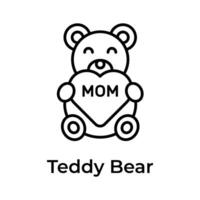 une nounours ours en portant cœur montrant concept icône de les mères journée fête vecteur