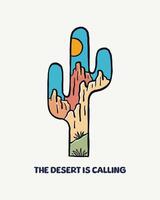 le désert est appel sauvage désert conception pour t chemise badge pièce autocollant et autre illustration vecteur