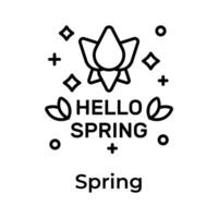 fleur avec feuilles dénotant concept icône de printemps saison, Bonjour printemps icône conception vecteur
