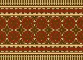 traverser point frontière. broderie traverser point. ethnique motifs. géométrique ethnique Indien modèle. originaire de ethnique motif.texture textile en tissu Vêtements tricots imprimer. pixel horizontal sans couture vecteur. vecteur