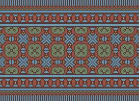 traverser point frontière. broderie traverser point. ethnique motifs. géométrique ethnique Indien modèle. originaire de ethnique motif.texture textile en tissu Vêtements tricots imprimer. pixel horizontal sans couture vecteur. vecteur