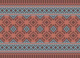 ethnique géométrique sans couture en tissu modèle traverser point. ikat broderie Oriental pixel modèle crème Contexte. abstrait, vecteur, illustration. texture, croix point, écharpe, décoration, motifs, papier peint. vecteur