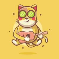 cool chat animal personnage mascotte en jouant guitare isolé dessin animé vecteur