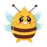 une dessin animé illustration de une abeille à la recherche effrayé. vecteur